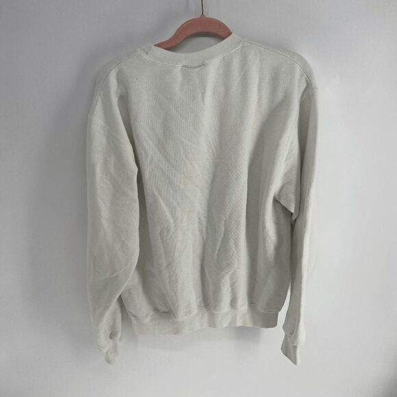 Champion Unisex White Long Sleeve Crew Neck Pullover Sweatshirt Size Medium - Picture 2 of 5